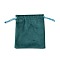 Velvet Jewelry Drawstring Storage Pouches, Rectangle, Teal, 12x10.5x0.4cm