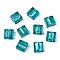 Handmade Silver Foil Lampwork Beads, Square, Teal, 12x12x6mm