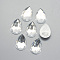 Acrylic Rhinestone Flat Back Cabochons, Faceted, Bottom Silver Plated, teardrop, Clear, 14x10x3.5mm