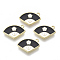 Alloy Charms, with Enamel, Fan with Flower, Light Gold, Black, 10x15x1.5mm, Hole: 1.2mm