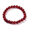 Dyed Natural Jade Beads Stretch Bracelets, Round, Red, Inner Diameter: 2-1/4 inch(5.7cm), Bead: 8~8.5mm