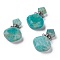 Rhombus Natural Amazonite Perfume Bottle Pendants, with 304 Stainless Steel Findings, Faceted, Stainless Steel Color, 26~27x17~17.5x8~8.5mm, Hole: 1.4mm, Capacity: about 2ml(0.06 fl. oz)