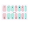 Full Cover Nail Stickers, 3D Nail Decals, Self-Adhesive, with Glass & Rhinestone & Plastic, for Nail Tips Decorations, Aquamarine, 24x8.5~15mm, 24pcs/sheets