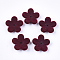 Flocky Acrylic Bead Caps, 5-Petal, Flower, Dark Red, 17x18x5mm, Hole: 1mm