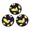 Handmade Polymer Clay Pendants, Flat Round with Lemon Pattern, Yellow & Purple, 47~49x6~7mm, Hole: 1.2~1.7mm