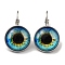 Sunflower Glass Leverback Earrings with Brass Earring Pins, Cornflower Blue, 29mm