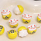 Handmade Porcelain Beads, Maneki Neko Cat, Yellow, 13x14mm