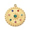 304 Stainless Steel Rhinestone Pendants, Flat Round, Golden, 21x18.5x3mm, Hole: 1.5mm