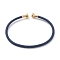 Braided Carbon Steel Wire Bracelet Making, with Golden Plated Brass End Caps, Dark Blue, 0.25cm, Inner Diameter: 2-3/8 inch(6.1cm)