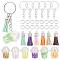 SUNNYCLUE Imitation Milk Tea Keychain Making Kit, Including Resin Pendants, Faux Suede Tassel Pendant Decorations, Iron Split Key Rings & Split Rings, Mixed Color, 38Pcs/bag