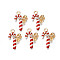 Rack Plating Alloy Enamel Pendants, with Crystal Rhinestone, Cadmium Free & Nickel Free & Lead Free, Light Gold, Christmas Candy Cane, Red, 22x14.5x5mm, Hole: 2mm