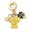 Rack Plating Brass Enamel European Dangle Charms, Football Uniform & Clover & Infinity Large Hole Pendants
, Real 18K Gold Plated, Long-Lasting Plated, Cadmium Free & Lead Free, Yellow, 26mm, Hole: 4.5mm, Pendant: 11.5~14x4~11.5x1.5~2.5mm