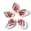 Printed Natural Cowrie Shell Beads SSHEL-R047-01-G01-2