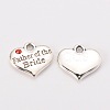Wedding Theme Antique Silver Tone Tibetan Style Alloy Heart with Father of the Bride Rhinestone Charms X-TIBEP-N005-19B-1