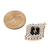 Faceted Round Synthetic Blue Goldstone & Handmade Glass Seed Beaded  Pendants PALLOY-MZ00757-01-2