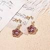 Pentagon and Shell Pearl Dangle Stud Earrings EJEW-TA00056-03-2