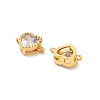 Brass Pave Clear Cubic Zirconia Heart Connector Charms KK-H515-08G-2