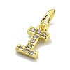Letter Brass Micro Pave Clear Cubic Zirconia Pendants KK-K354-06G-I-2