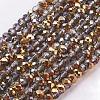 Half Plated Faceted Rondelle Electroplate Glass Beads Strands X-EGLA-D020-3x2mm-14-1