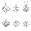 6Pcs 6 Style Alloy Rhinestone Hang Snap Base Pendants FIND-CA0006-90-1