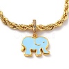 Brass Enamel Elephant Charm Bracelets BJEW-L652-22-G-3