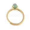 Double Pointed Hexagonal Prism Natural Green Aventurine Adjustable Rings for Women RJEW-G327-01G-03-3