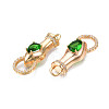 Brass Clear & Green Cubic Zirconia Connector Charms KK-N216-356LG-3