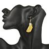 304 Stainless Steel Glass Seed Beads Lemon Dangle Earrings EJEW-MZ00556-2