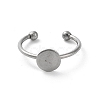 Non-Tarnish Adjustable 304 Stainless Steel Finger Rings Components STAS-K278-04B-P-2