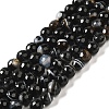Natural Black Agate Beads Strands G-A246-8mm-04-2