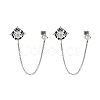Flower 316 Surgical Stainless Steel Pave Clear Cubic Zirconia Dangle Chains Stud Earrings EJEW-Z050-61AS-1