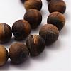 Frosted Natural Tiger Eye Beads Strands G-F364-18-12mm-3