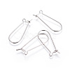 Rhodium Plated 925 Sterling Silver Earring Hoop Findings Kidney Wires Hooks 33x12.7mm Leverback Earrings STER-I005-07P-1