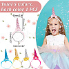 5Pcs 5 Colors Cloth Unicorn Horn Headbands for Kids OHAR-DR0001-01-2