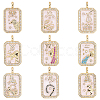 9Pcs 9 Styles Brass Micro Pave Cubic Zirconia Pendants with Enamel KK-DR0001-64-1