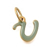 Ion Plating(IP) 304 Stainless Steel Enamel Alphabet Charms STAS-F308-02G-U-1