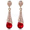 Real 18K Gold Plated Brass Rhinestone Teardrop Stud Earrings EJEW-EE0001-232E-1