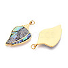 304 Stainless Steel Pave Natural Paua Shell Pendants STAS-N115-20B-G-2