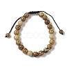 8mm Round Natural Picture Jasper Braided Bead Bracelets BJEW-C067-01B-28-2