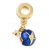 Rack Plating Brass Enamel Sports European Dangle Charms KK-P287-35D-G-1