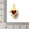 Brass FireBrick Cubic Zirconia Sacred Heart of Jesus Connector Charms KK-R002-27G-02-3