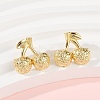 Cherry Brass Stud Earrings EJEW-F895-18G-3