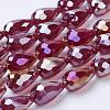 Electroplate Glass Beads Strands EGLA-D015-15x10mm-28-3