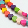 Dyed Synthetical Turquoise Heart Bead Strand X-G-P083-88C-1