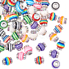 60Pcs Lantern-Shaped Striped Pattern Resin Rhinestone Beads KK-SC0007-83-1
