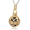 Golden Tone Brass Hollow Round Cage Pendants KK-J235-03G-2