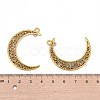 Tibetan Style Alloy Hollow Moon  2-Loop Link Pendants TIBEP-5312-AG-LF-4