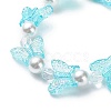 4Pcs 4 Color Acrylic Butterfly & Plastic Pearl Beaded Stretch Bracelets BJEW-JB08859-5