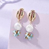Shell Shape Natural Larimar Dangle Stud Earrings EJEW-JE07054-1