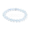 Natural Aquamarine Round Bead Stretch Bracelets for Men Women BJEW-U034-01C-02-4